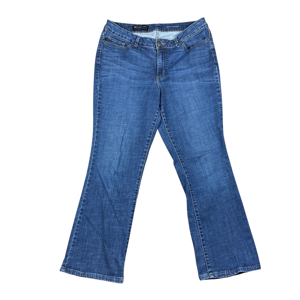Lee Modern Series Curvy Fit Bootcut Jeans Blue Denim Stretch Mid Rise Womens 16S